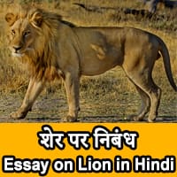 शेर पर निबंध - Essay on Lion in Hindi
