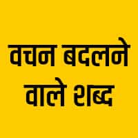 वचन बदलने वाले शब्द