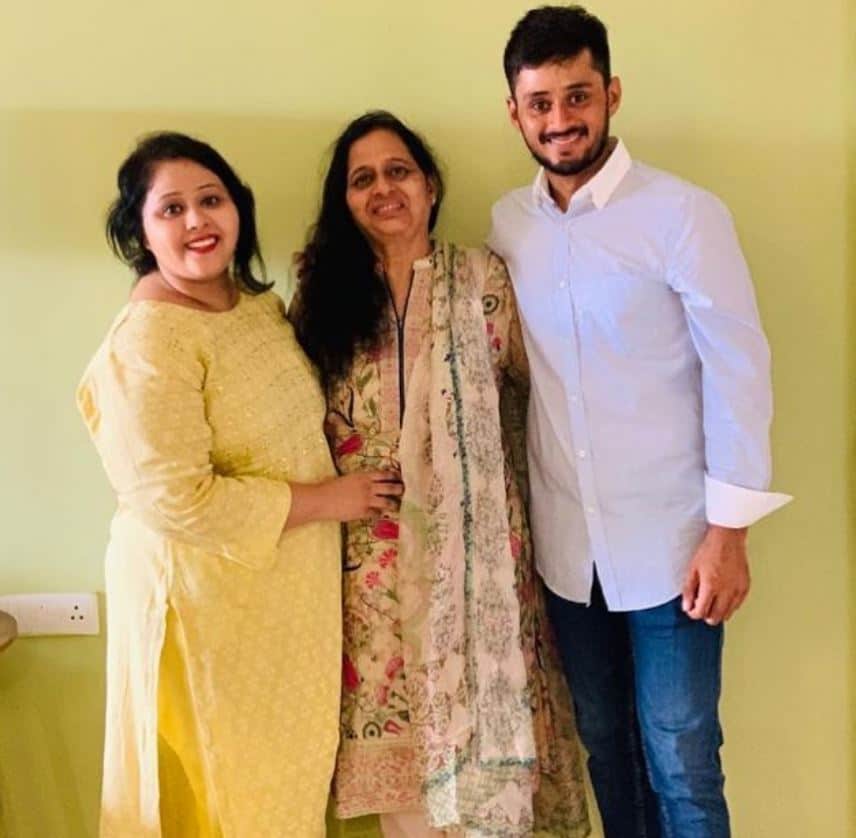 Priyank Panchal with sister and Mother